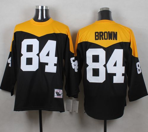Mitchell And Ness 1967 Steelers #84 Antonio Brown Black/Yelllow Throwback Men's Stitched NFL Jersey - Click Image to Close